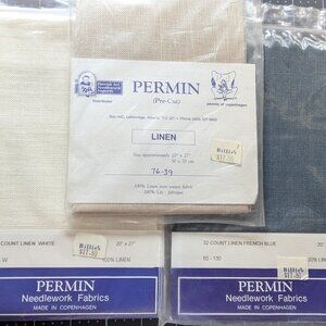Permin 100% Linen Needlework Fabric - 3 Packs - Vintage New in Packs